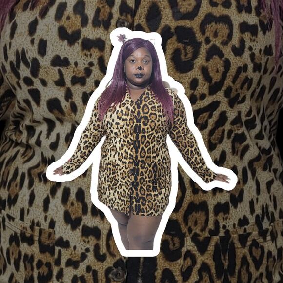 Women's Multicolor Leopard Animal Print Button Front Sweater Pockets Size XXL - Picture 1 of 7